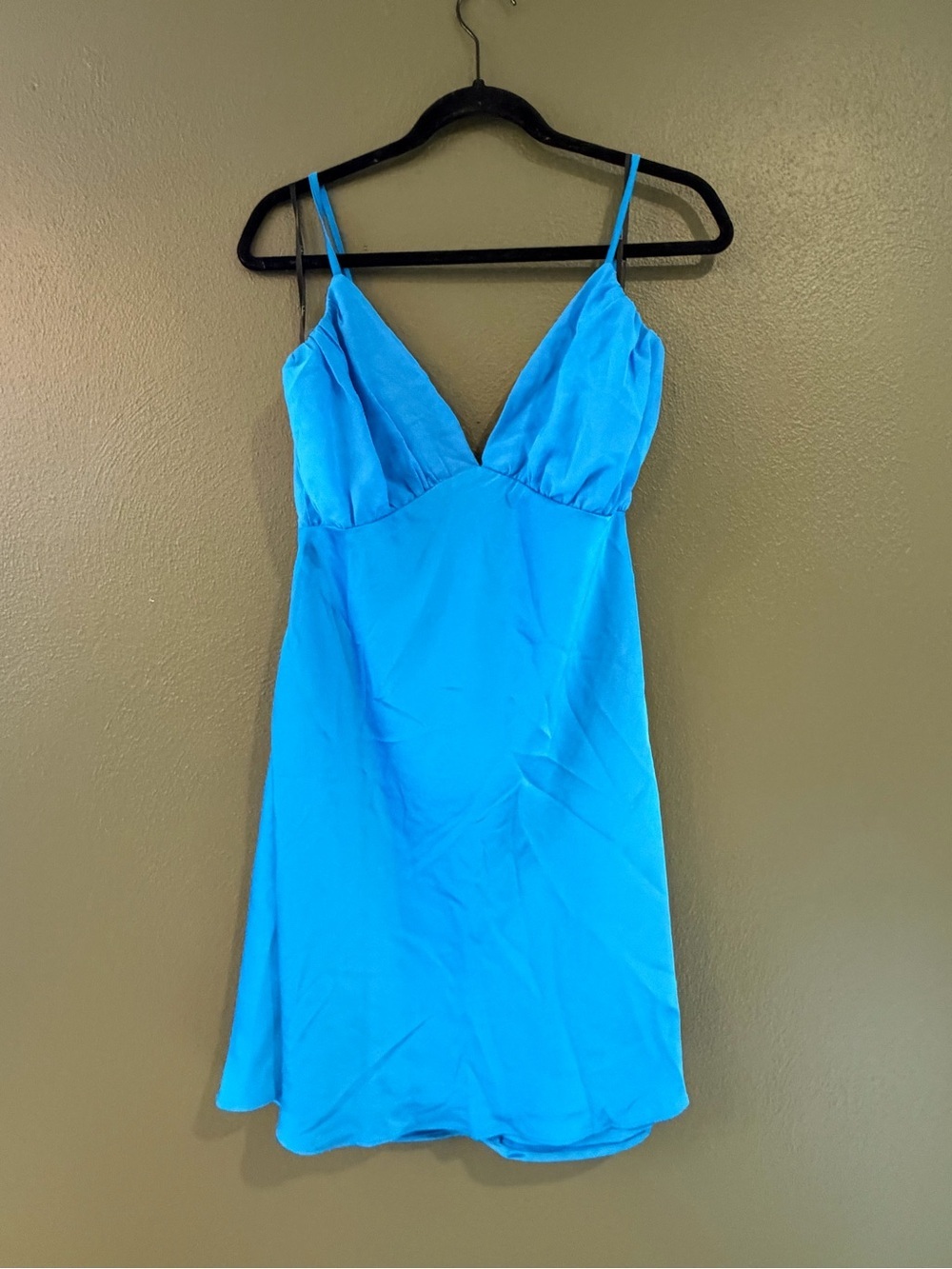 Lulu's Vibrant Turquoise Slip Mini Dress with Spaghetti Straps